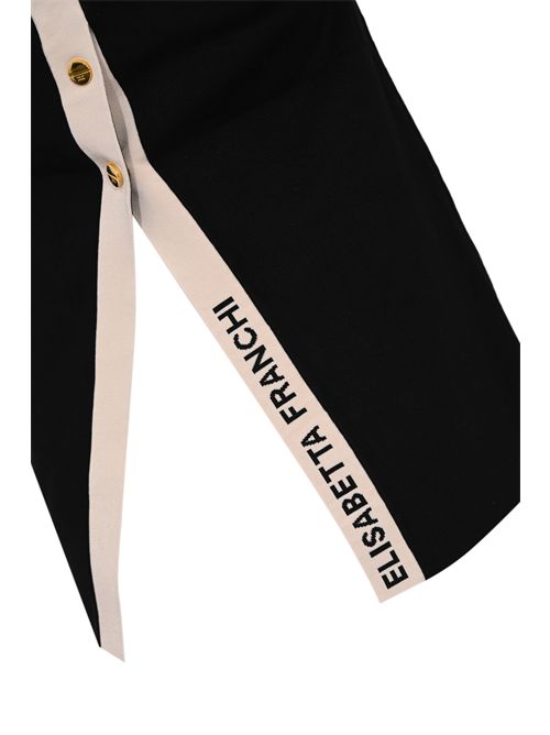 Top in maglia con bande in viscosa lucida e bottoni gioiello Nero Burro Elisabetta Franchi | TK72S61E2685